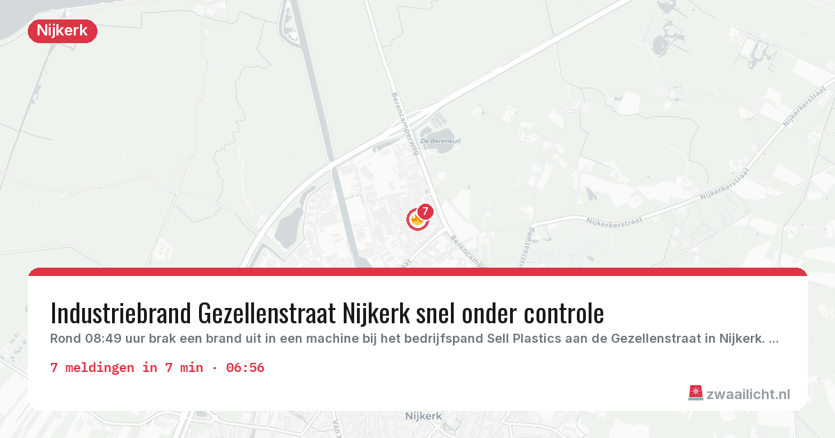 Kaart van de activiteitspiek bij Nijkerk