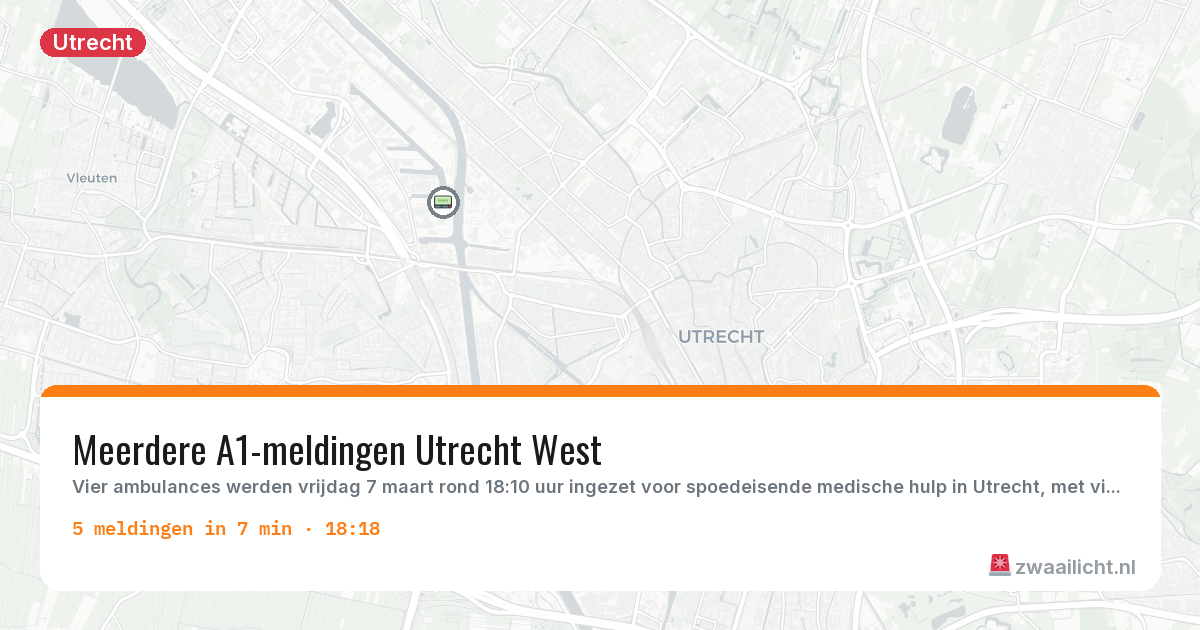 Kaart van de activiteitspiek bij Utrecht