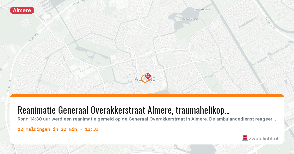 Kaart van de activiteitspiek bij Almere