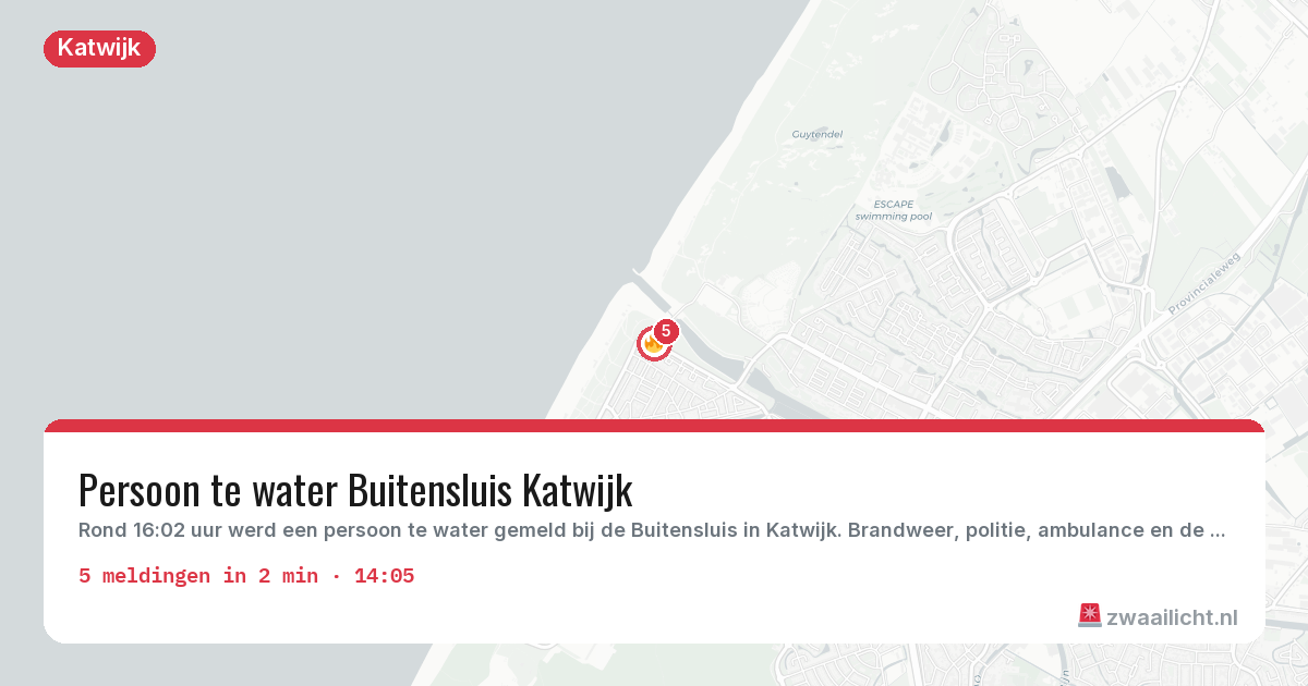 Kaart van de activiteitspiek bij Katwijk