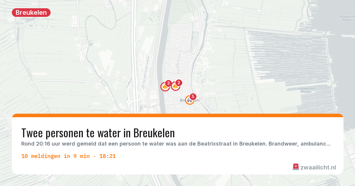 Kaart van de activiteitspiek bij Breukelen