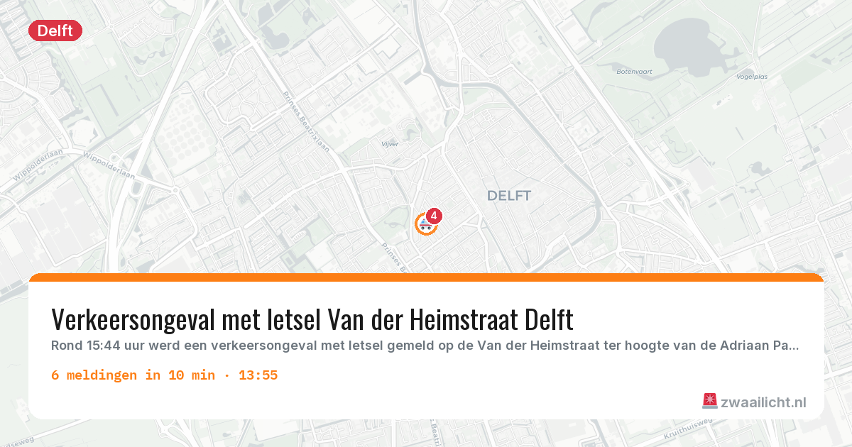 Kaart van de activiteitspiek bij Delft