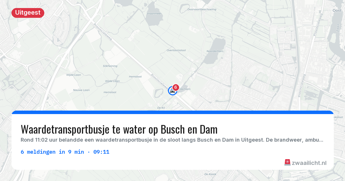 Kaart van de activiteitspiek bij Uitgeest