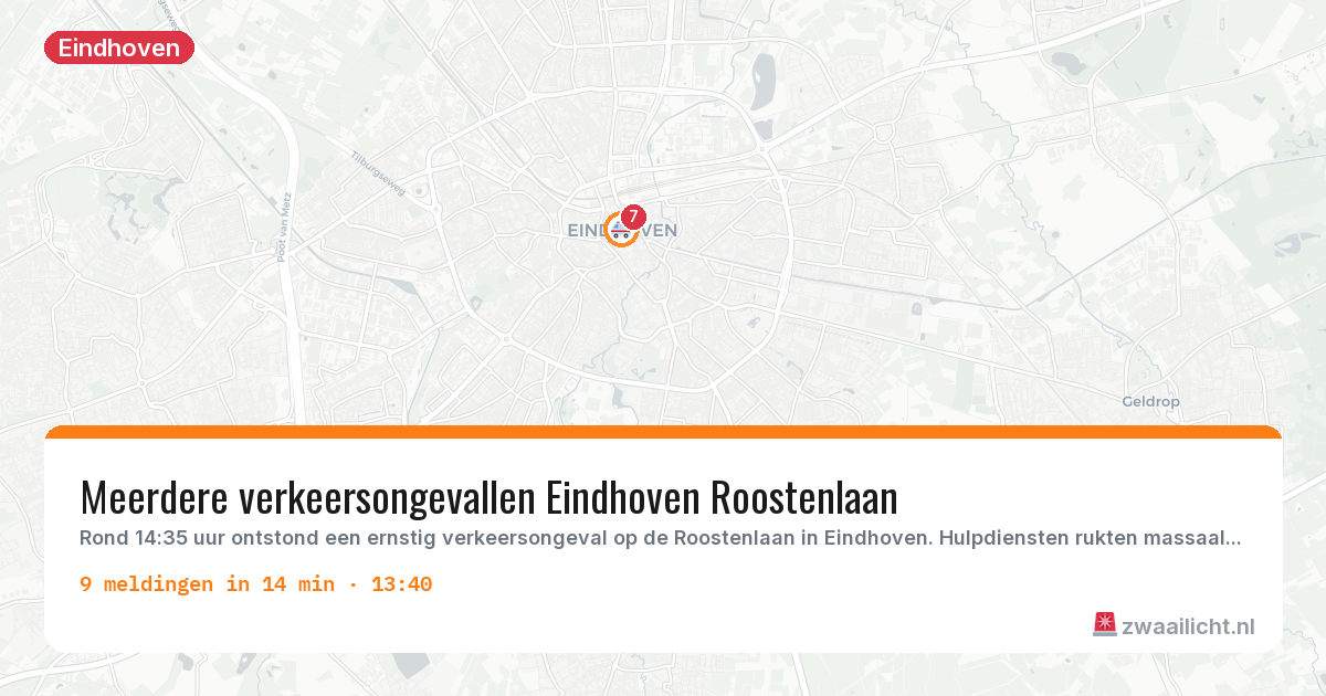 Kaart van de activiteitspiek bij Eindhoven