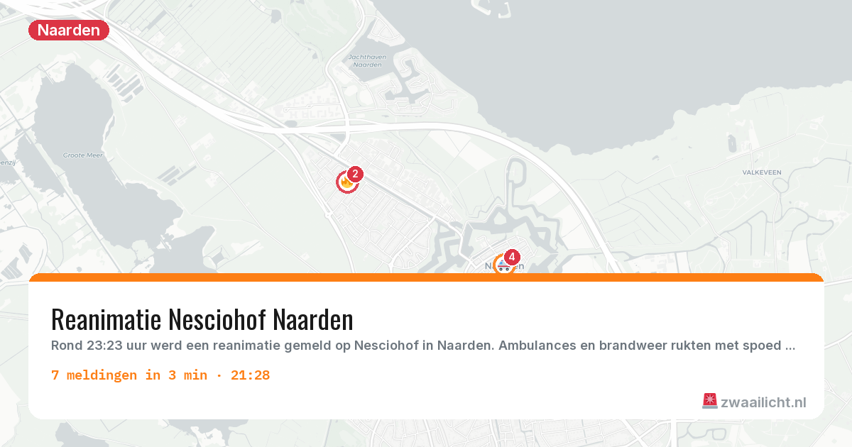 Kaart van de activiteitspiek bij Naarden
