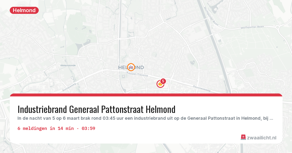 Kaart van de activiteitspiek bij Helmond