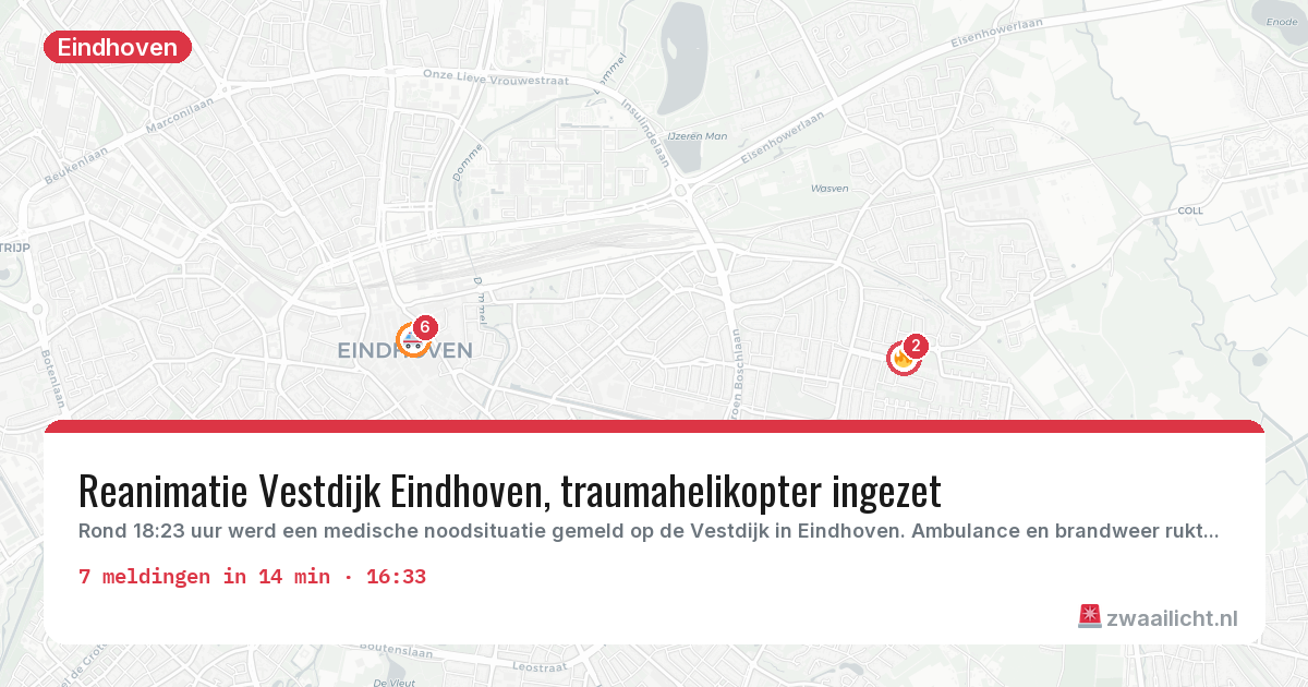 Kaart van de activiteitspiek bij Eindhoven