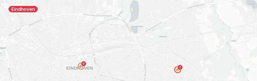 Kaart van Reanimatie Vestdijk Eindhoven, traumahelikopter ingezet