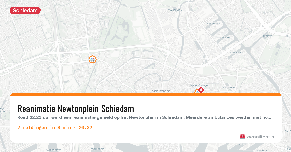 Kaart van de activiteitspiek bij Schiedam