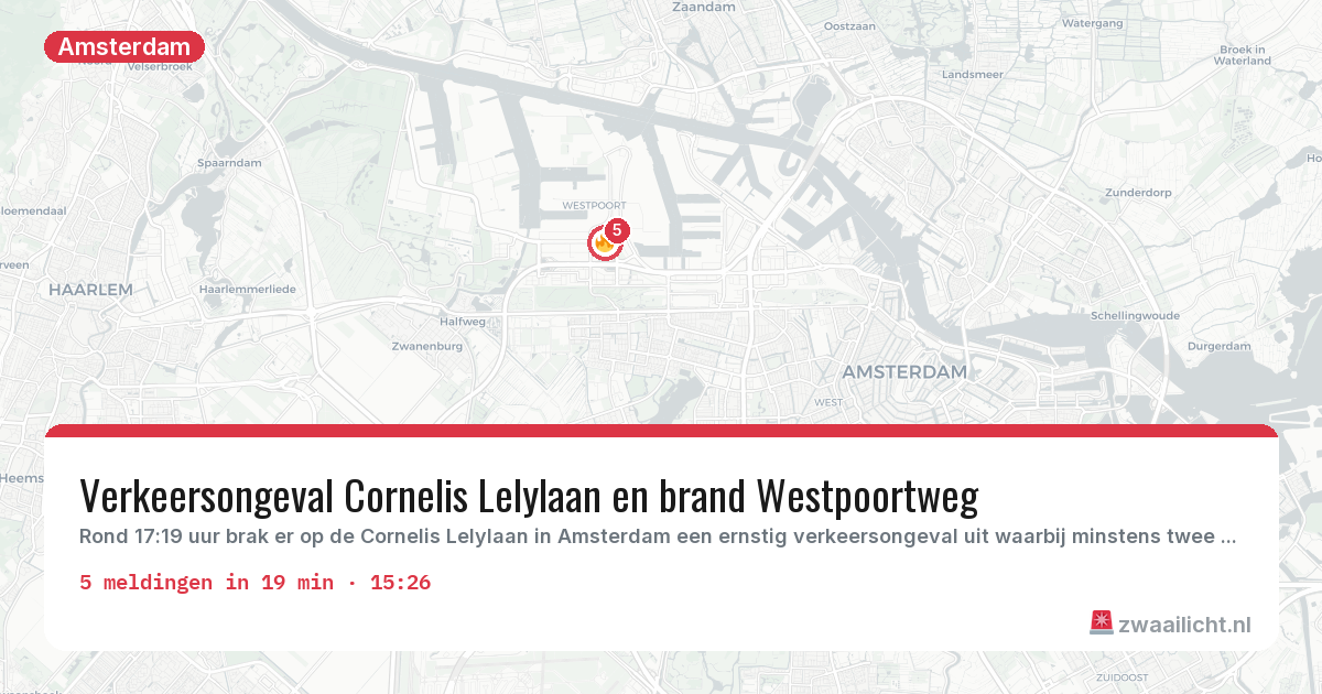 Kaart van de activiteitspiek bij Amsterdam