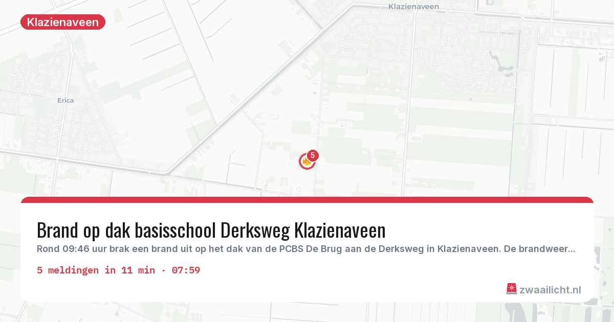 Kaart van de activiteitspiek bij Klazienaveen