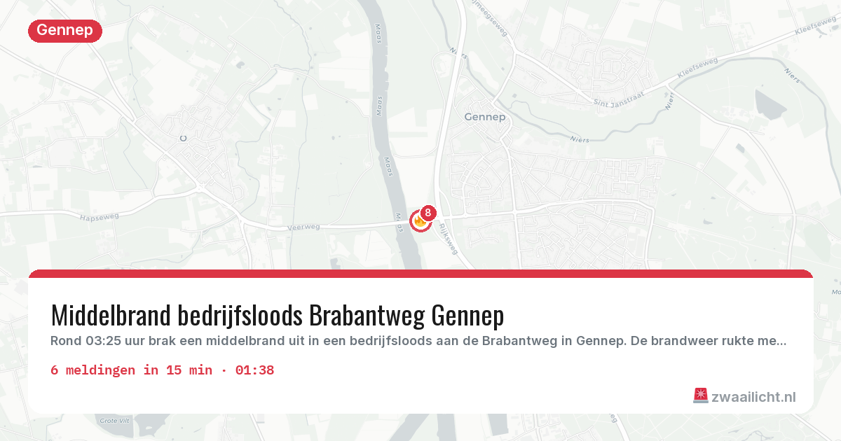 Kaart van de activiteitspiek bij Gennep