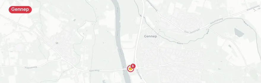 Kaart van Middelbrand bedrijfsloods Brabantweg Gennep