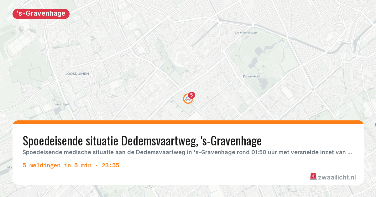 Kaart van de activiteitspiek bij 's-Gravenhage