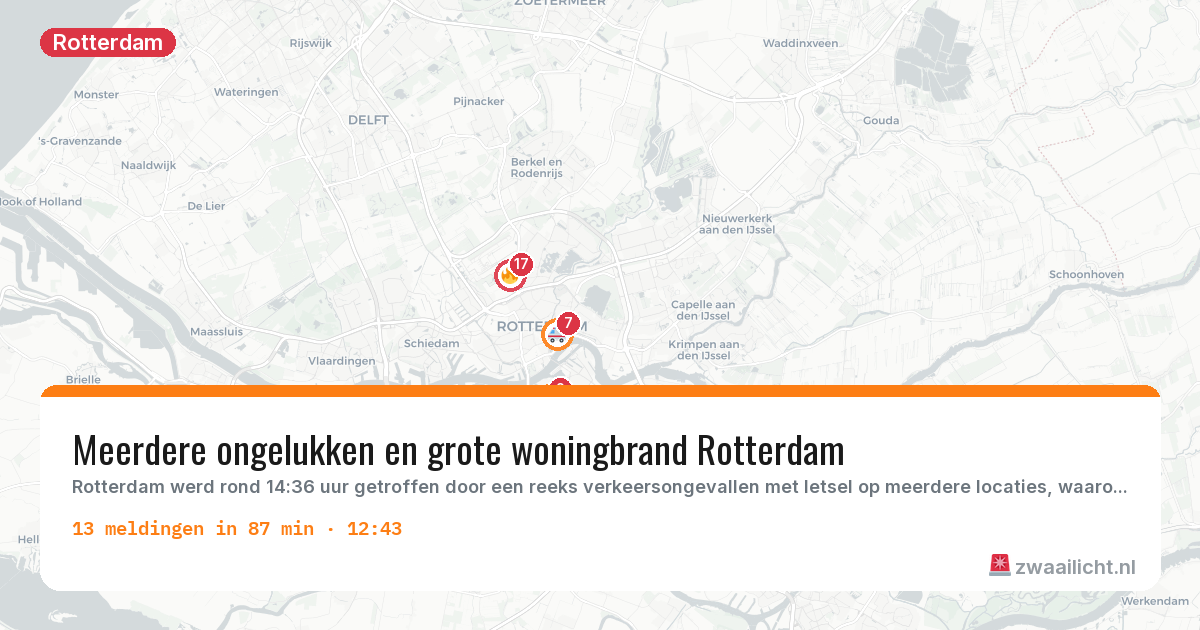 Kaart van de activiteitspiek bij Rotterdam