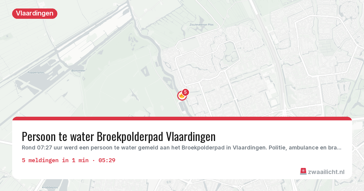 Kaart van de activiteitspiek bij Vlaardingen