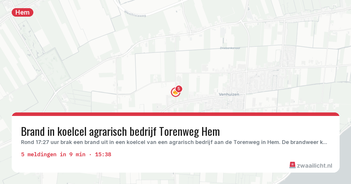 Kaart van de activiteitspiek bij Hem