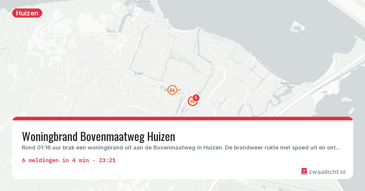 Kaart van de activiteitspiek bij Huizen