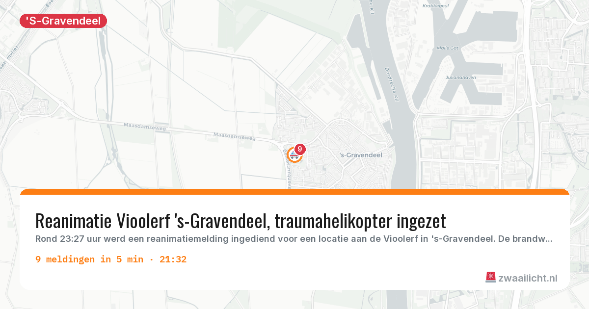 Kaart van de activiteitspiek bij 'S-Gravendeel