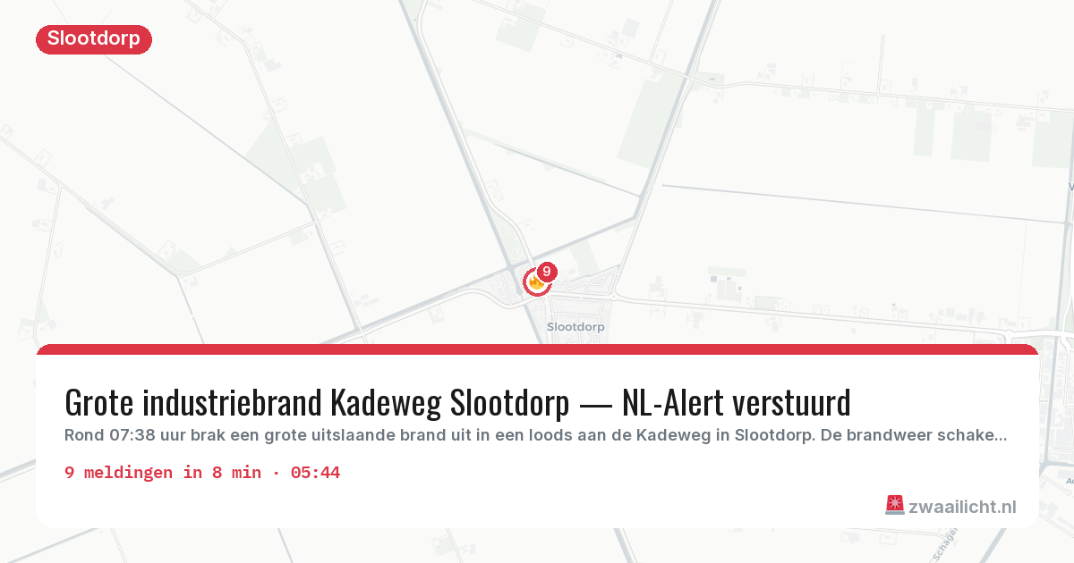 Kaart van de activiteitspiek bij Slootdorp