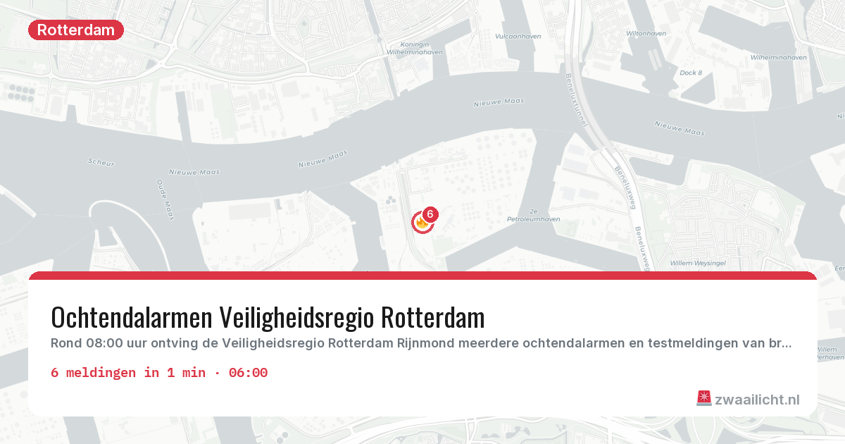 Kaart van de activiteitspiek bij Rotterdam