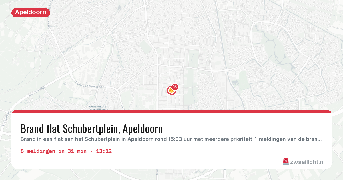 Kaart van de activiteitspiek bij Apeldoorn