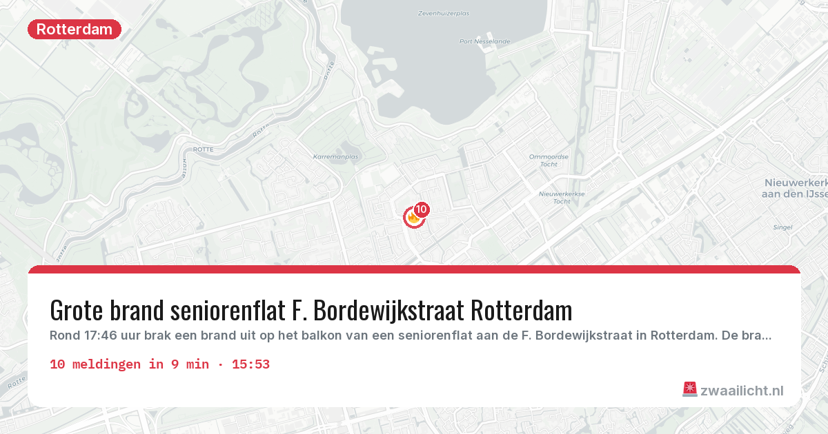 Kaart van de activiteitspiek bij Rotterdam