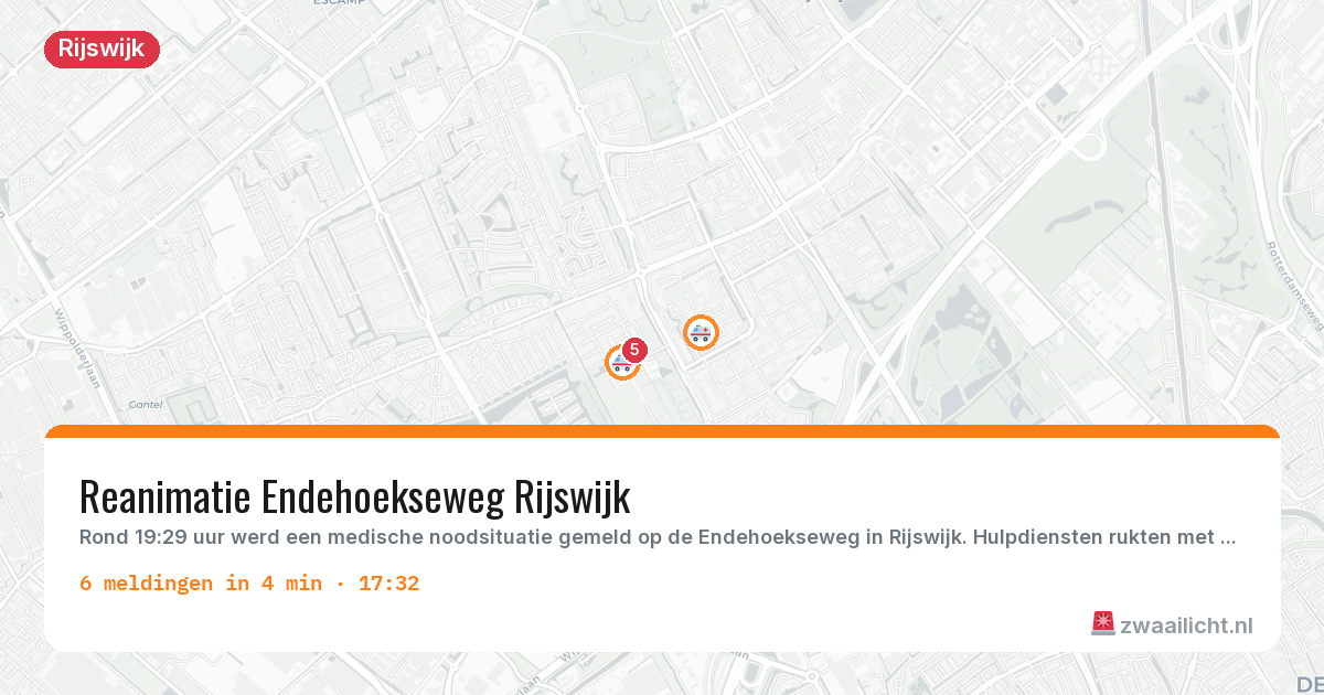 Kaart van de activiteitspiek bij Rijswijk
