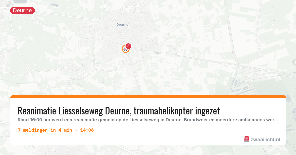 Kaart van de activiteitspiek bij Deurne