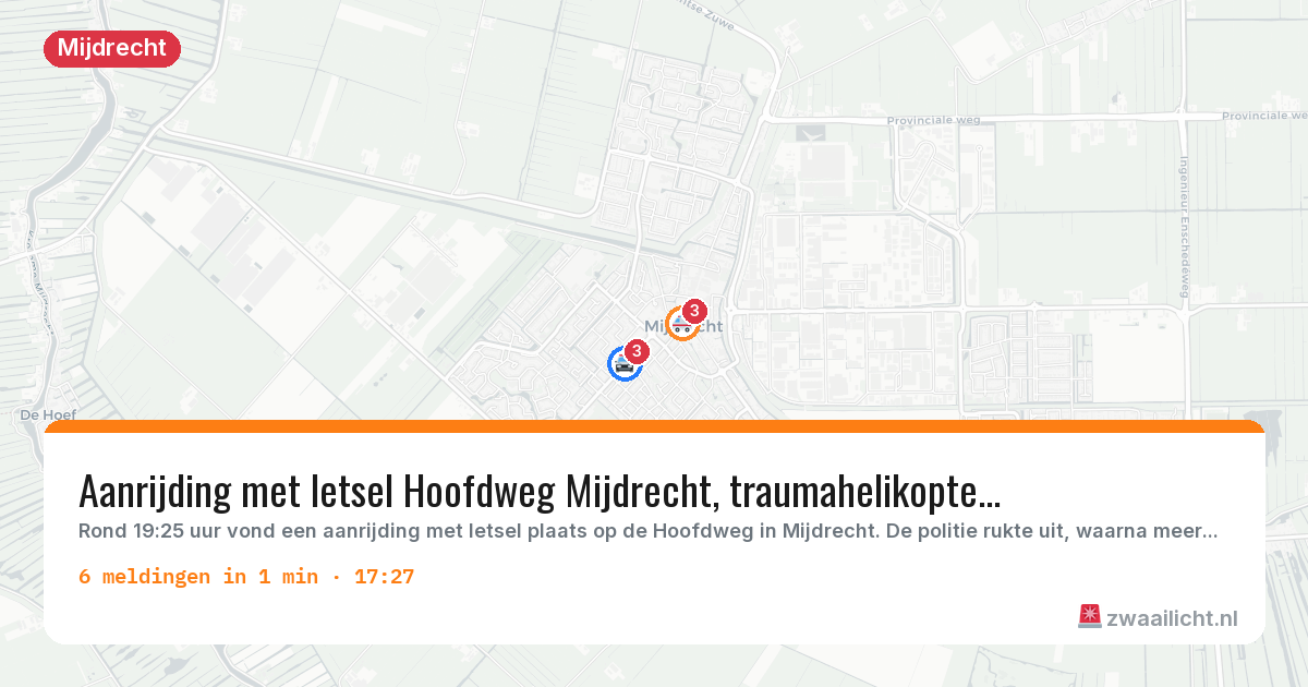 Kaart van de activiteitspiek bij Mijdrecht