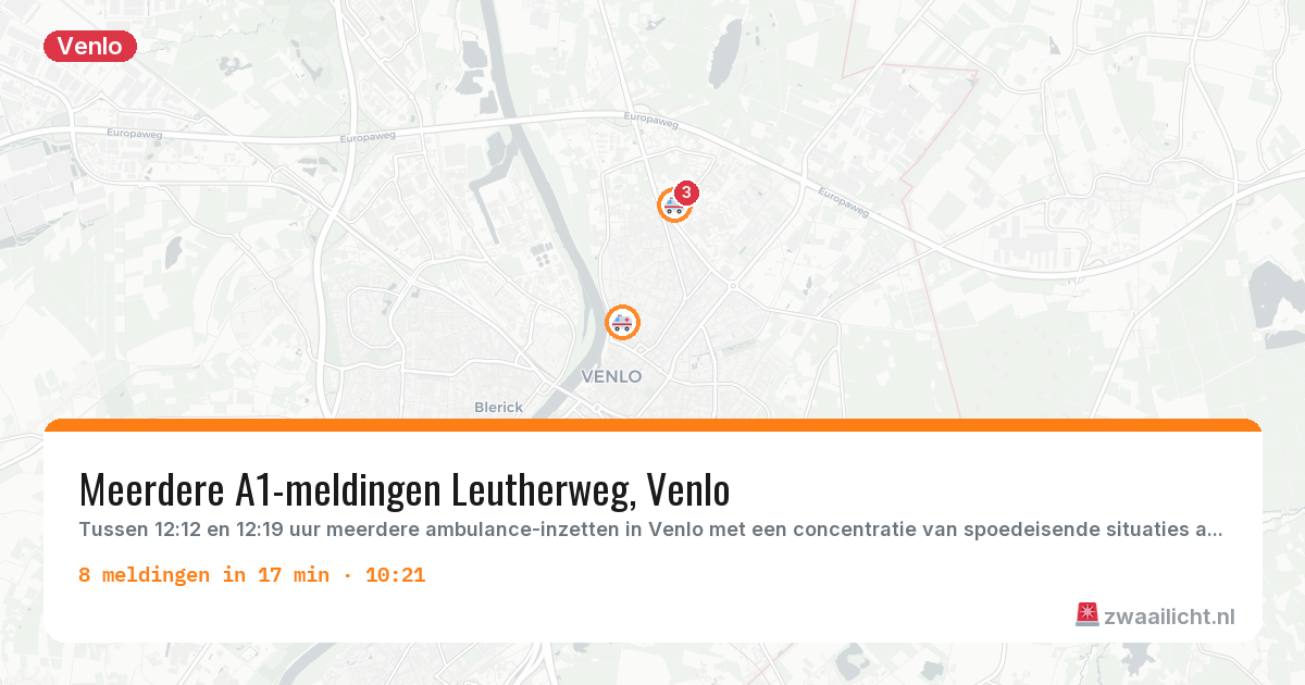 Kaart van de activiteitspiek bij Venlo