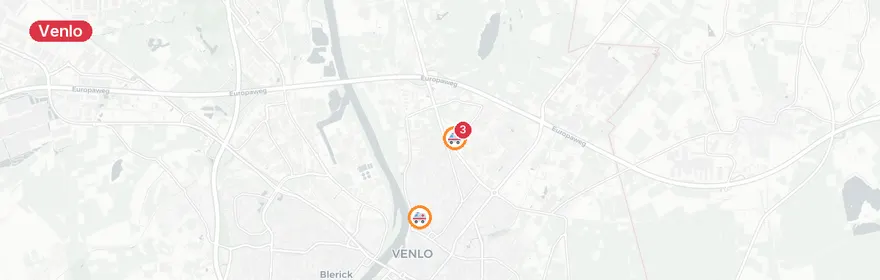 Kaart van Meerdere A1-meldingen Leutherweg, Venlo