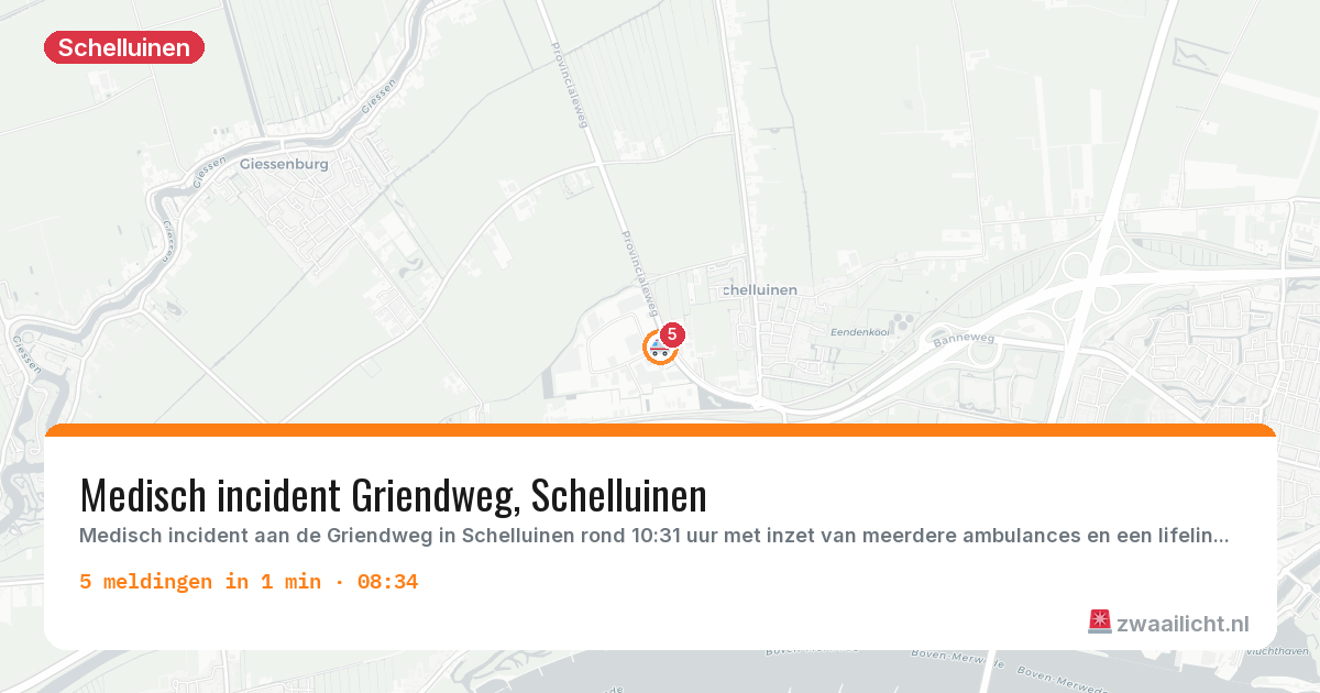 Kaart van de activiteitspiek bij Schelluinen