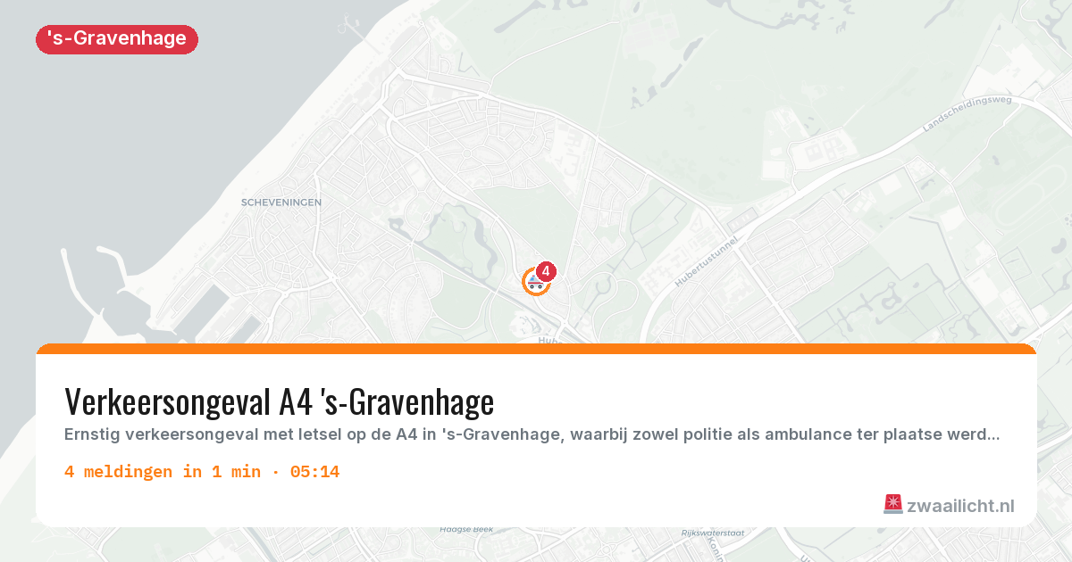 Kaart van de activiteitspiek bij 's-Gravenhage