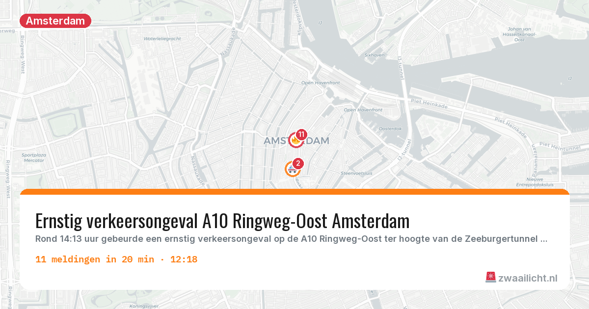 Kaart van de activiteitspiek bij Amsterdam