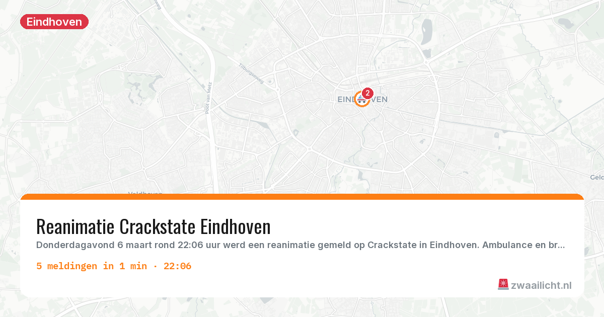 Kaart van de activiteitspiek bij Eindhoven