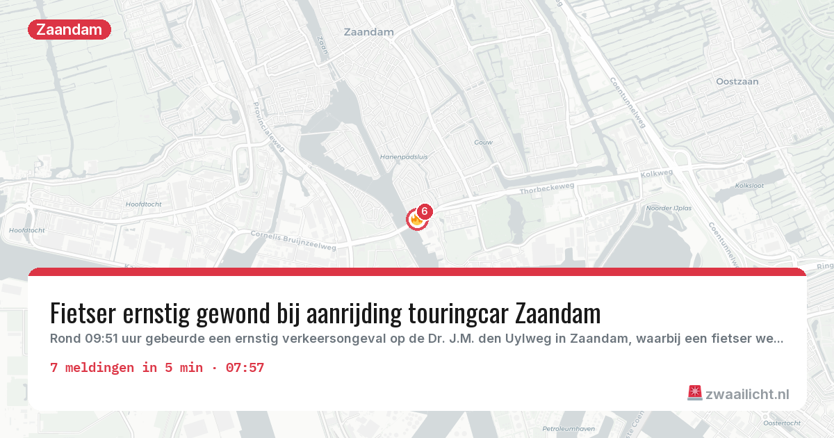 Kaart van de activiteitspiek bij Zaandam