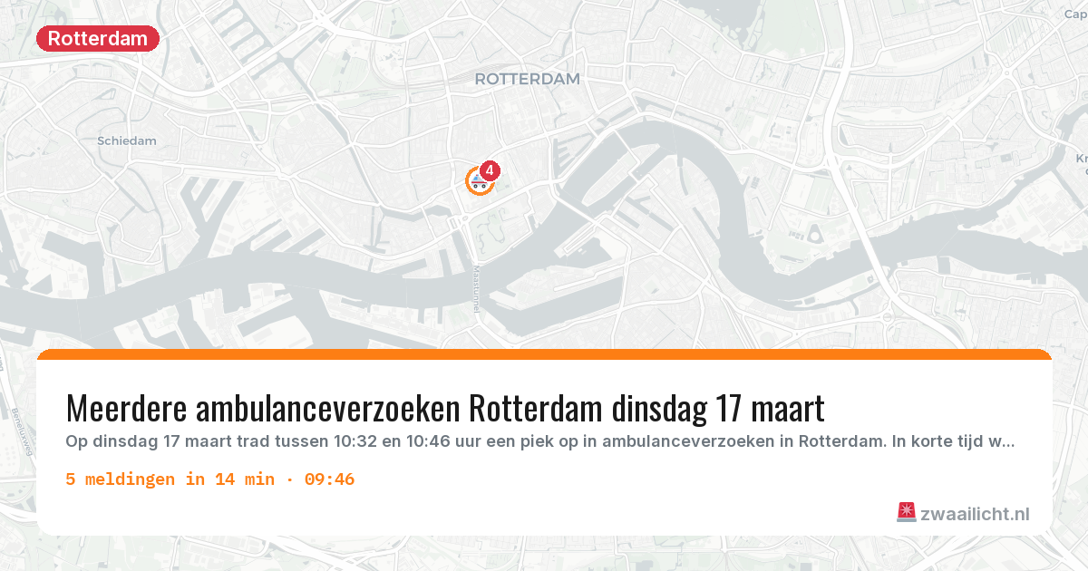 Kaart van de activiteitspiek bij Rotterdam