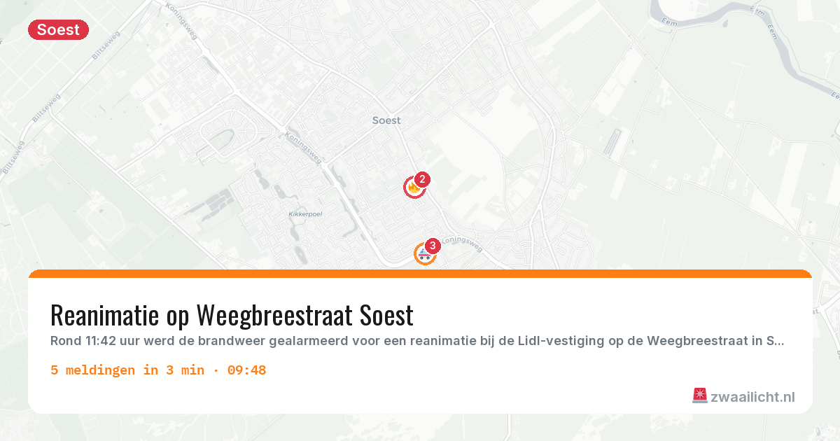 Kaart van de activiteitspiek bij Soest