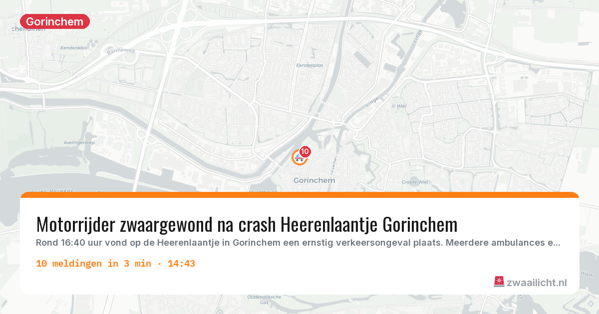 Kaart van de activiteitspiek bij Gorinchem