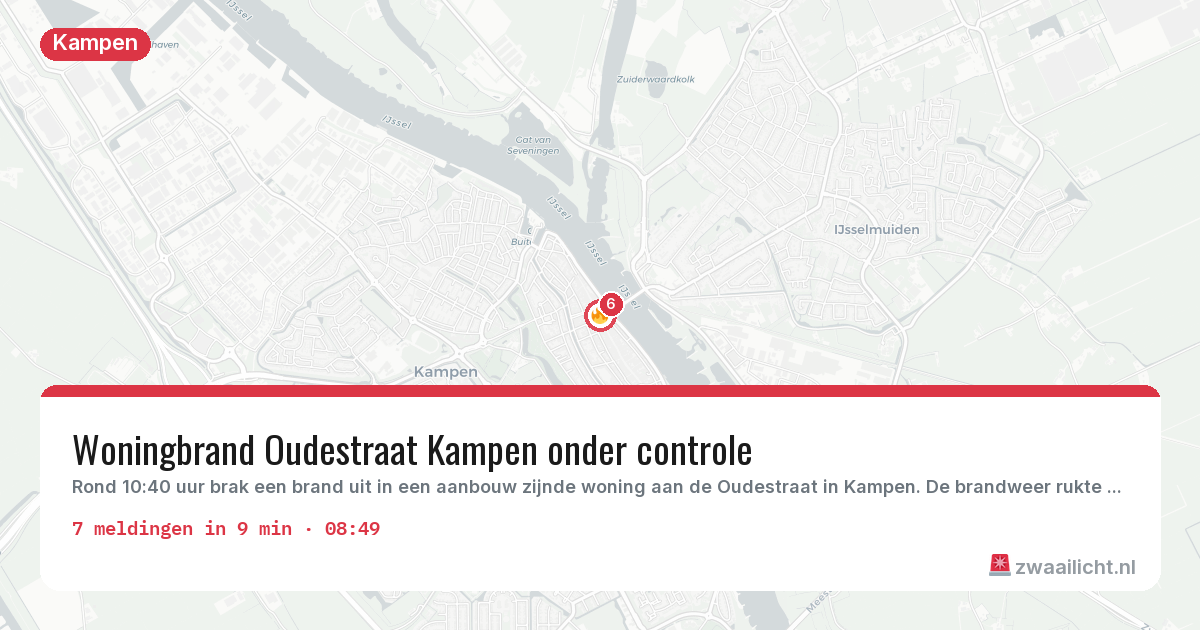 Kaart van de activiteitspiek bij Kampen