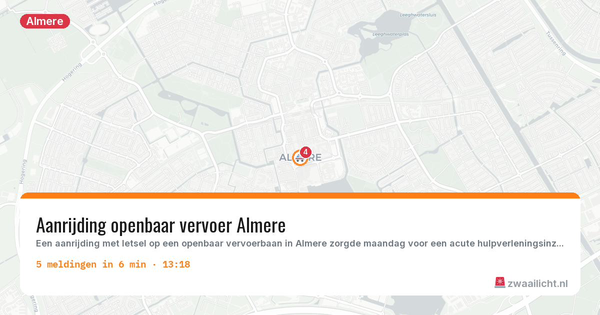 Kaart van de activiteitspiek bij Almere