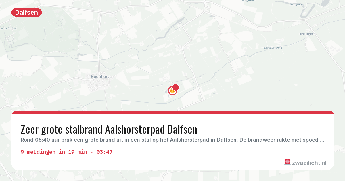 Kaart van de activiteitspiek bij Dalfsen