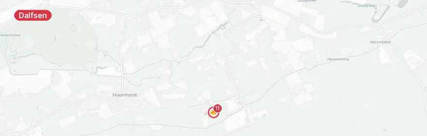 Kaart van Zeer grote stalbrand Aalshorsterpad Dalfsen