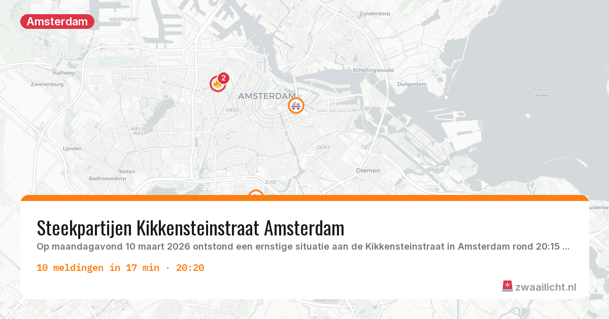 Kaart van de activiteitspiek bij Amsterdam