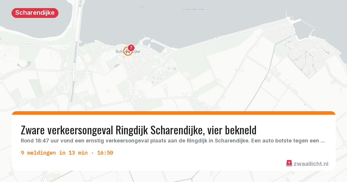 Kaart van de activiteitspiek bij Scharendijke