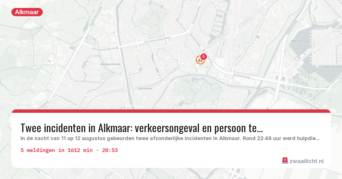 Kaart van de activiteitspiek bij Alkmaar