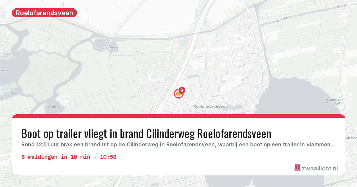 Kaart van de activiteitspiek bij Roelofarendsveen
