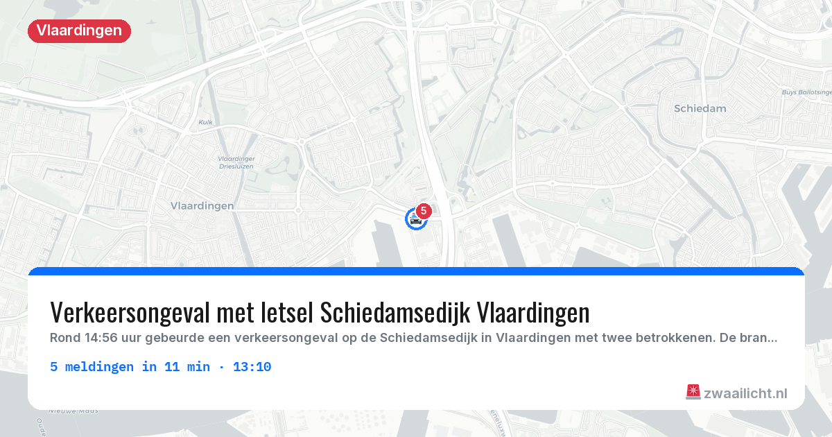 Kaart van de activiteitspiek bij Vlaardingen