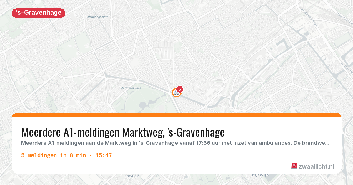 Kaart van de activiteitspiek bij 's-Gravenhage